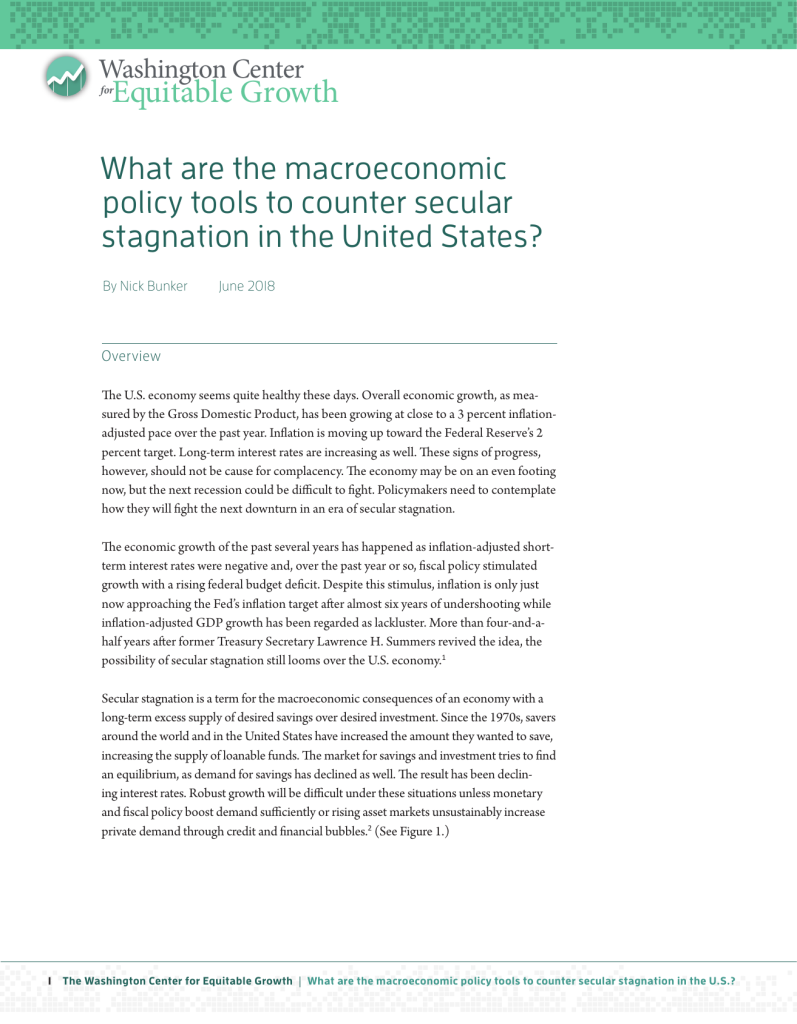 What are the macroeconomic policy tools to counter secular stagnation in the United States?