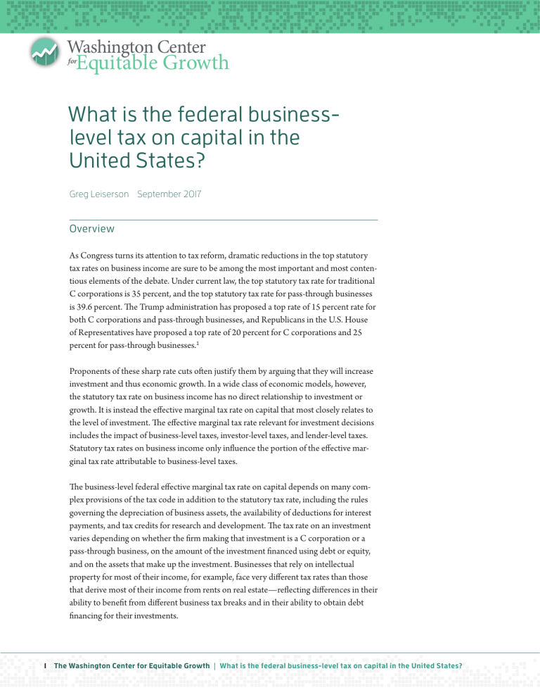 Issue brief: What is the federal business-level tax on capital in the United States?