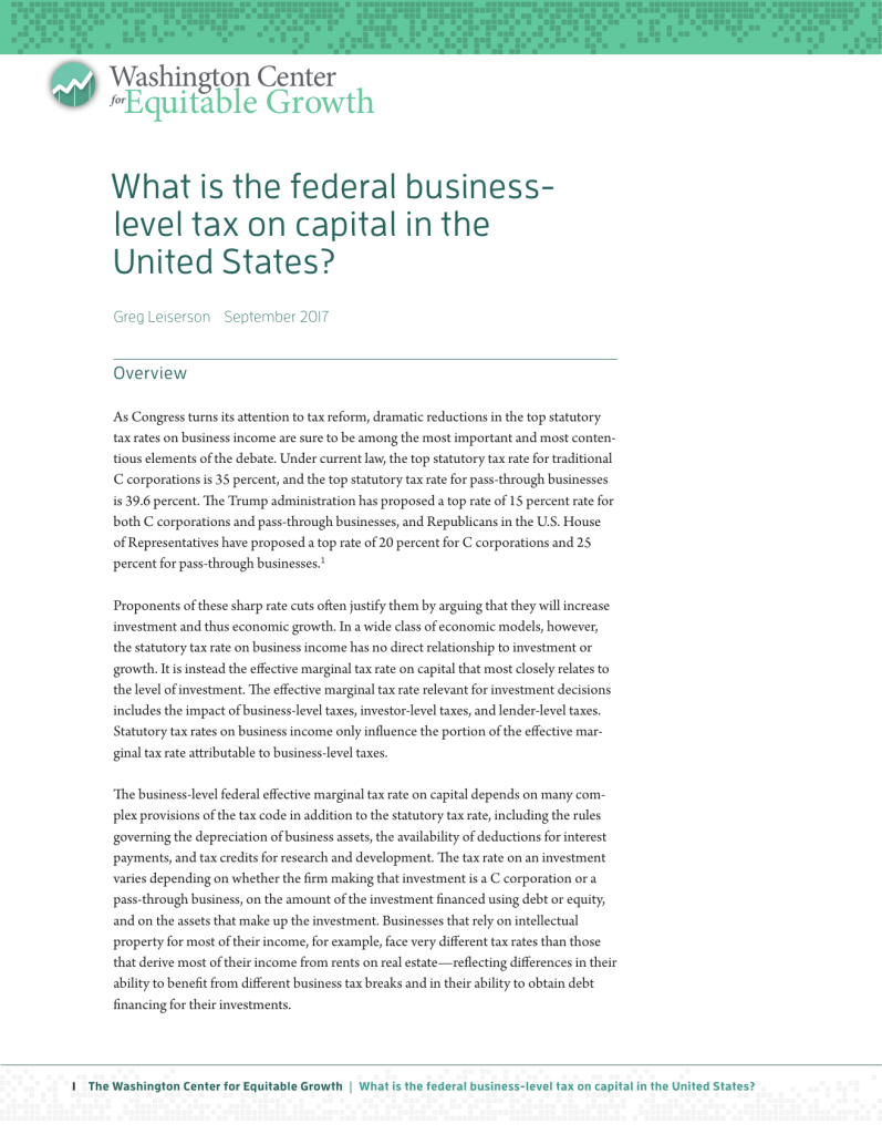 Issue brief: What is the federal business-level tax on capital in the United States?