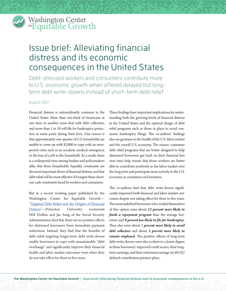 Issue brief: Alleviating financial distress and its economic consequences in the United States