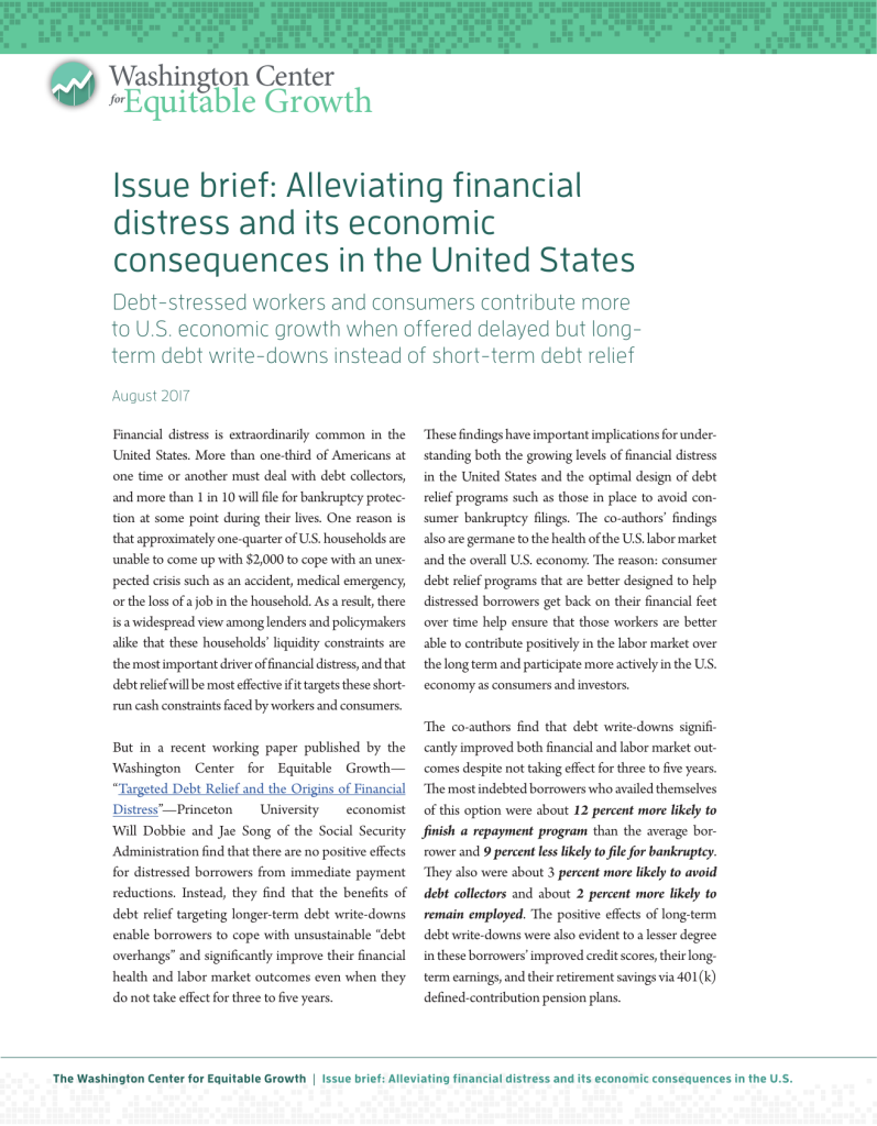 Issue brief: Alleviating financial distress and its economic consequences in the United States