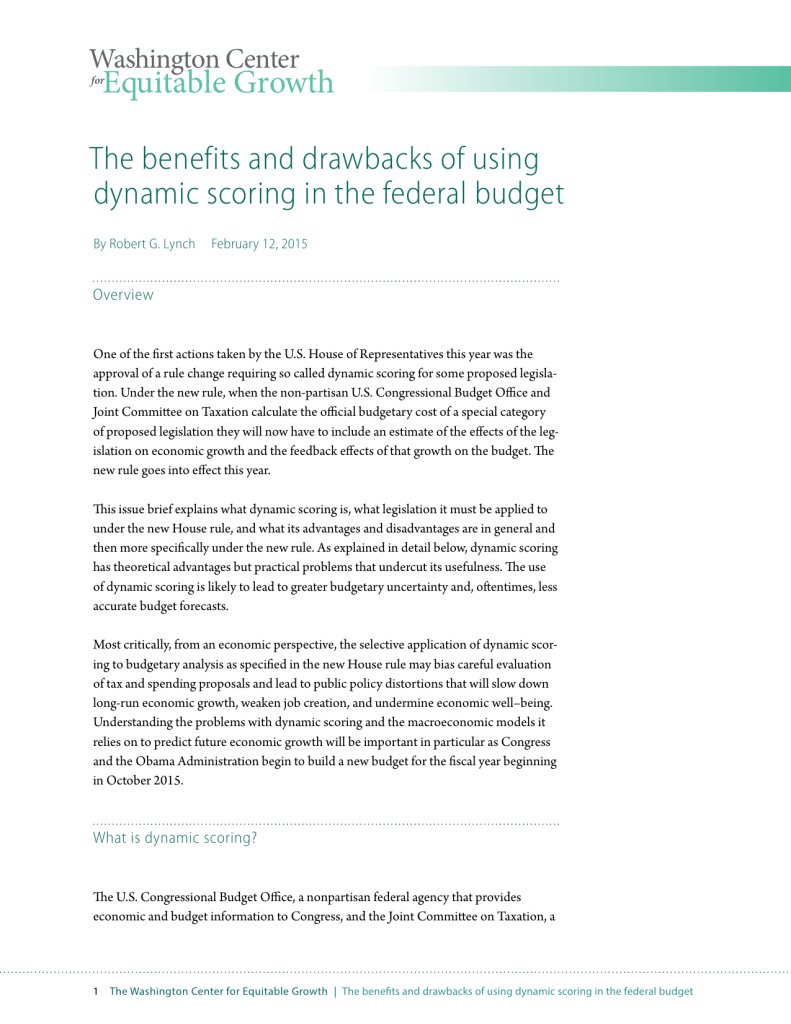 The benefits and drawbacks of using dynamic scoring in the federal budget
